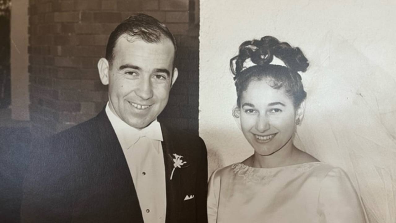 Warwick's Jim Samios with now deceased wife Theodora on their wedding day. Photo: contributed