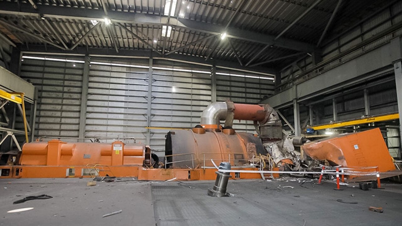 A 300-kilogram chunk of shrapnel was found lodged in the roof of the Callide Power Station following a major explosion. Picture Supplied