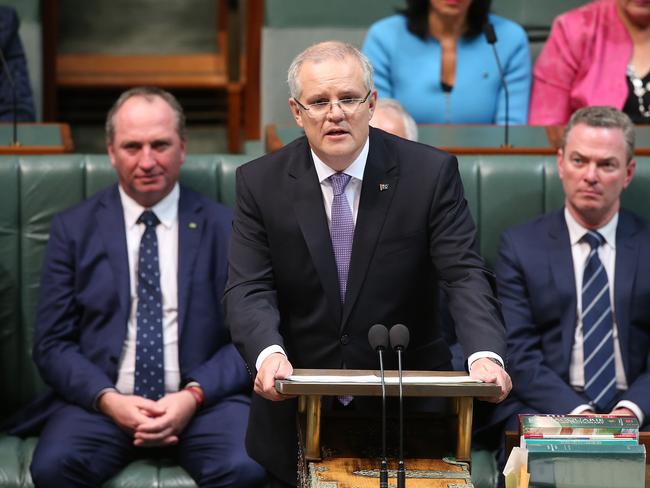 Treasurer Scott Morrison delivers the 2017 Federal Budget. Picture: Kym Smith