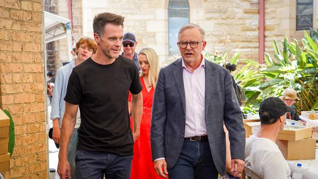 Mr Albanese and NSW Premier Chris Minns at the Bill Crews Foundation lunch. Picture: Thomas Parrish