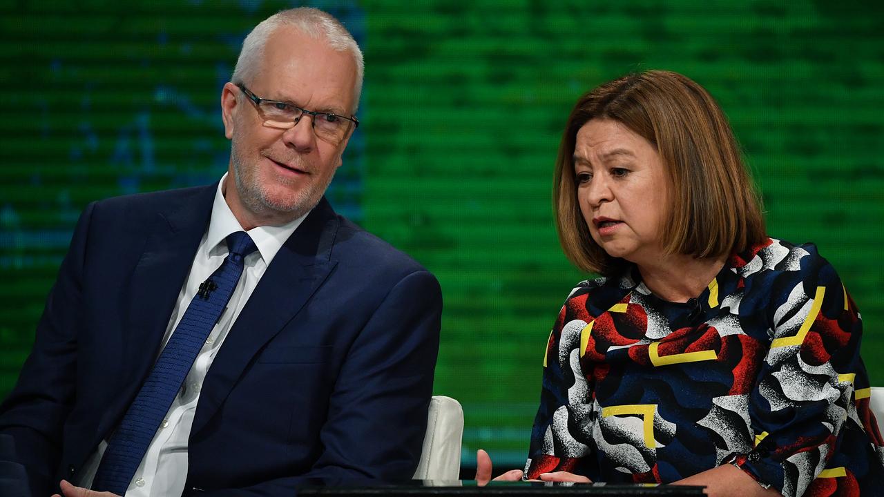 ABC Chairman Justin Milne and former ABC managing director Michelle Guthrie. Picture: Joel Carrett/AAP