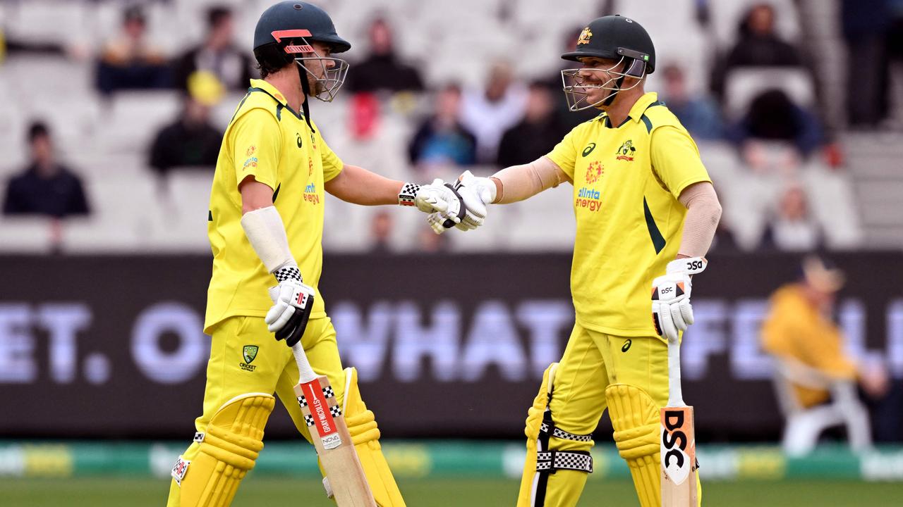 Australia's Travis Head (L) and David Warner are poised to open the batting. Picture: William WEST / AFP.