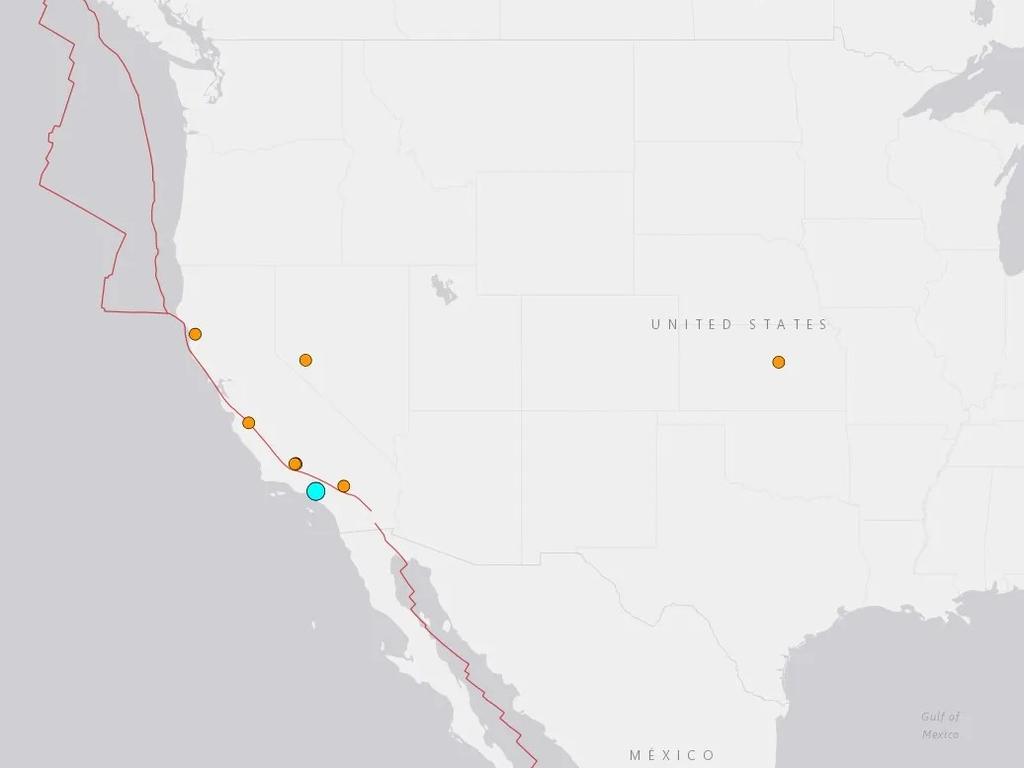 The quake comes almost a week after California was struck by a 5.3-magnitude quake. Picture: US Geological Survey