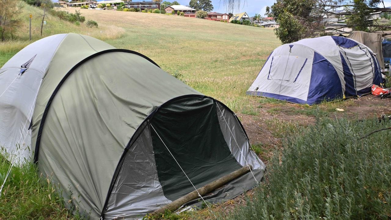 People are being forced to camp at Perry's Bend near Port Noarlunga after finding themselves homeless. Picture: Brenton Edwards