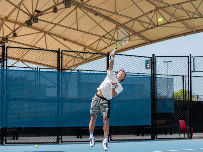 Issei Okamura (JPN) warming up. Picture: Pema Tamang Pakhrin.