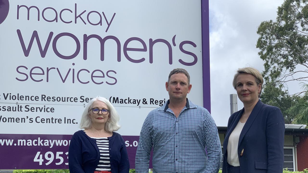 Mackay Women's Centre executive director Linda-Ann Northey (left) met with Tanya Plibersek (right) and Dawson Labor candidate Shane Hamilton (centre) to discuss the work of her organisation.