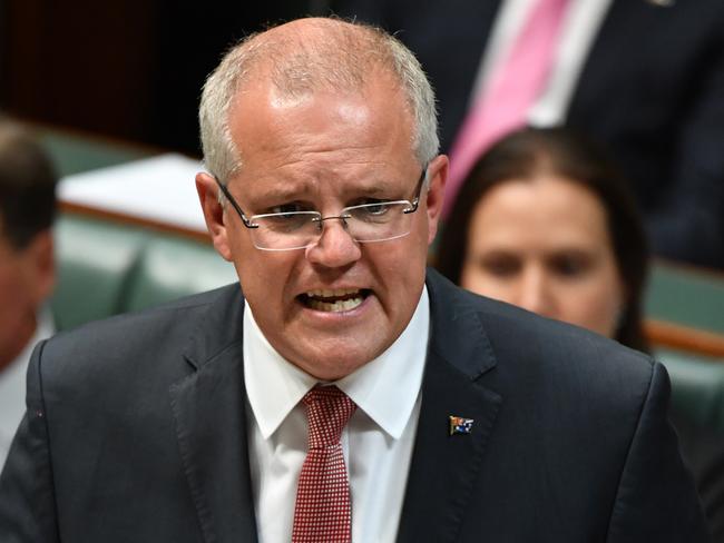 Prime Minister Scott Morrison during Question Time in the House of Representatives at Parliament House in Canberra, Monday, February 18, 2019. (AAP Image/Mick Tsikas) NO ARCHIVING