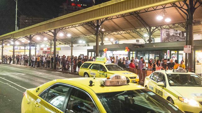 The taxi rank at Flinders Street Station. Picture: Eugene Hyland