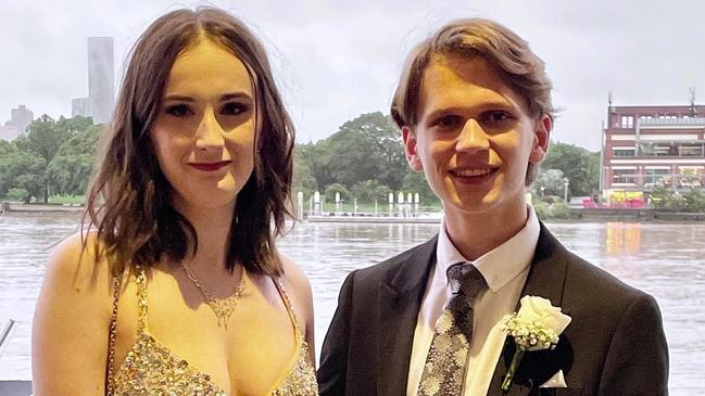 Terrace Year 12 student Hayden Long with his partner Cait for the year 12 formal at Brisbane City Hall on Saturday, May 14.