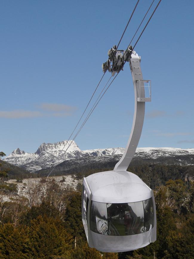 Artist impressions of Cradle Mountain Master Plan- the proposed cable car. Picture: Cumulus Studio