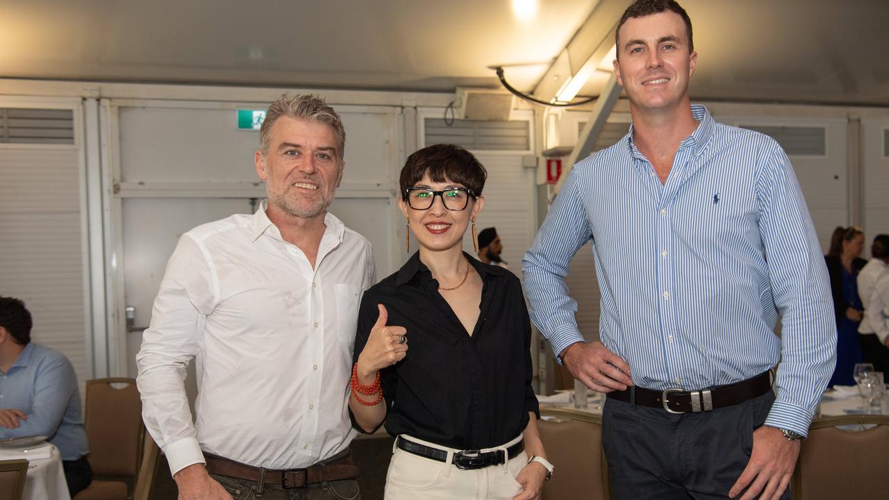 Grant Wilson Executive Chairman of Tivan Ltd, Helen Yang and Stephen Walsh from Tivan Ltd at the NT News second annual Futures Northern Territory. Picture: Pema Tamang Pakhrin.