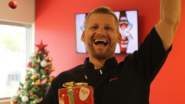 Mathew Robertson celebrates spending Christmas at home this year after being in hospital last year. Picture: Sam Lowe