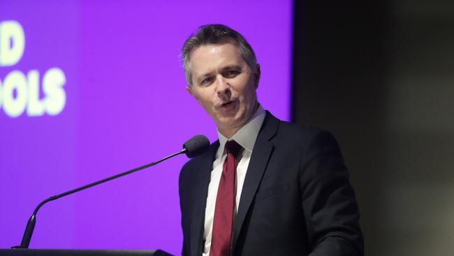 Federal Education Minister Jason Clare attends an education rally at the Revesby Workers Club in southwest Sydney. Picture: Christian Gilles / NewsWire