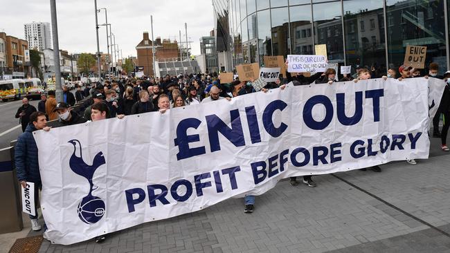 Tottenham fans protested the proposed move. Picture: AFP