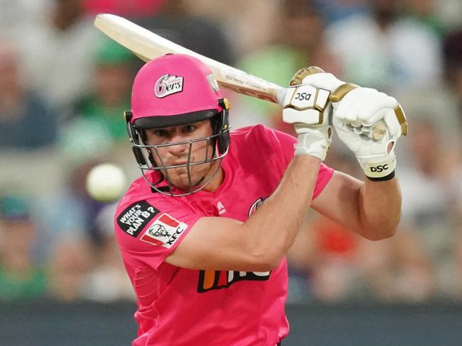 Sixers captain Moises Henriques is likely to be promoted up the order if rain sees the Big Bash final cut to less than 10 overs. Picture: AAP