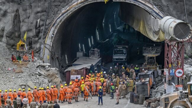 Watch: Trapped Indian Workers Rescued From Collapsed Tunnel