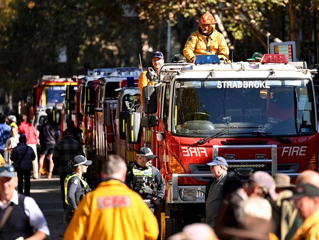 Thousands of volunteers and farmers travelled to Melbourne on state budget day to protest against the new emergency services tax. Picture: William West