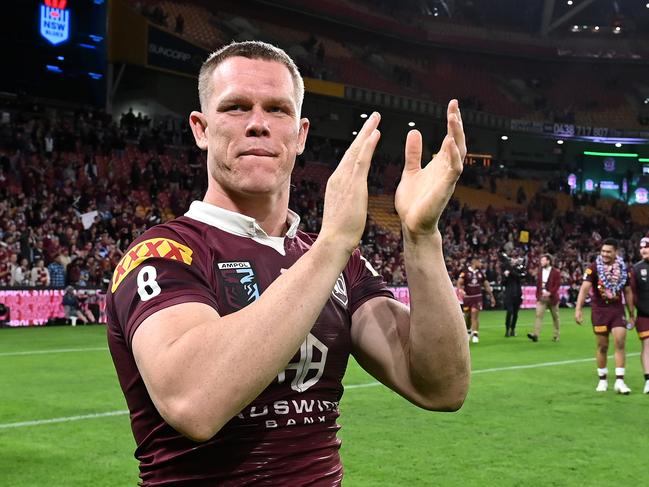 BRISBANE, AUSTRALIA - JUNE 21: Lindsay Collins of the Maroons celebrates victory following game two of the State of Origin series between the Queensland Maroons and the New South Wales Blues at Suncorp Stadium on June 21, 2023 in Brisbane, Australia. (Photo by Bradley Kanaris/Getty Images)