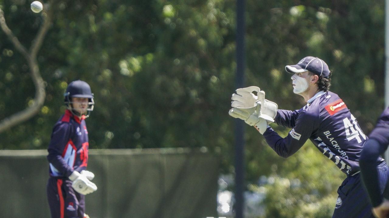 Liam Blackford keeping for Geelong against Dandenong in January, 2023. Picture: Valeriu Campan