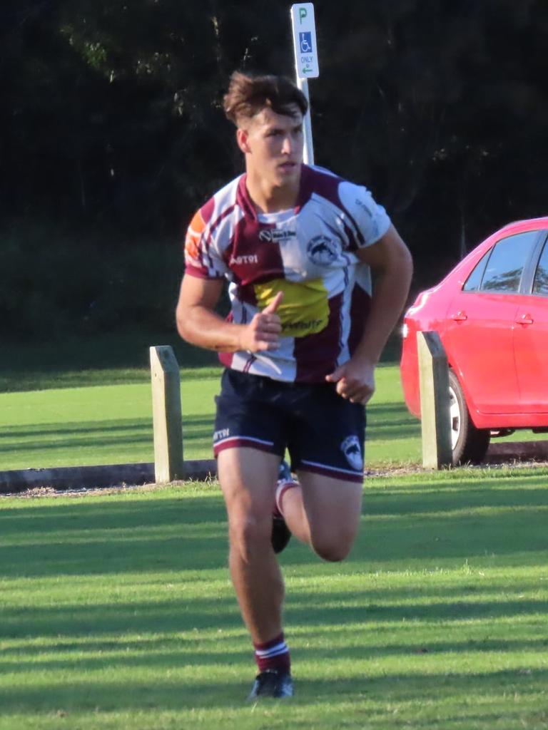 Tyson Schefe in action against Caboolture in his first appearance for A-grade where he scored two tries that helped guide Noosa to a convincing win.