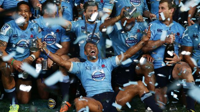 The Waratahs celebrate their 2014 title. Picture: Getty
