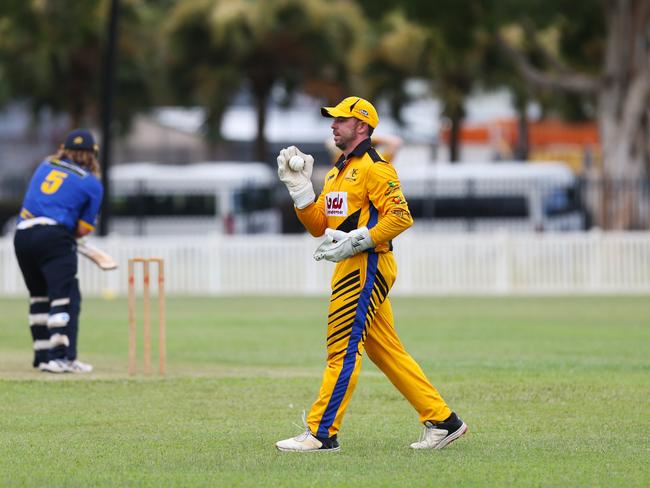 Pictured: Angus Warnock. Norths v Mareeba at Griffiths Park. Cricket Far North First Grade 2024. Photo: Gyan-Reece Rocha.