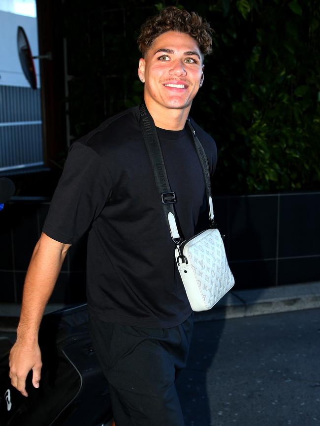 Reece Walsh arrives at the Queensland team hotel after being called up for his State of Origin debut. Picture: David Clark