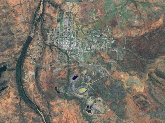 A Google Map view of Cloncurry and True North Copper's Great Australia Mine to the south of the township.