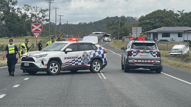 Emergency crews on the scene of a fatal crash on Mackay Habana Rd. Photo: Janessa Ekert