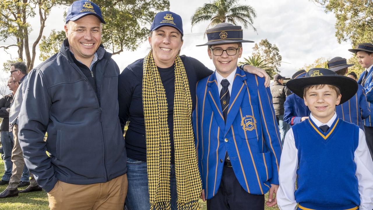 (from left) Patrick, Tammy, Josh and Ethan Wilson. The O'Callaghan Cup played at Downlands College. Saturday, August 6, 2022. Picture: Nev Madsen.