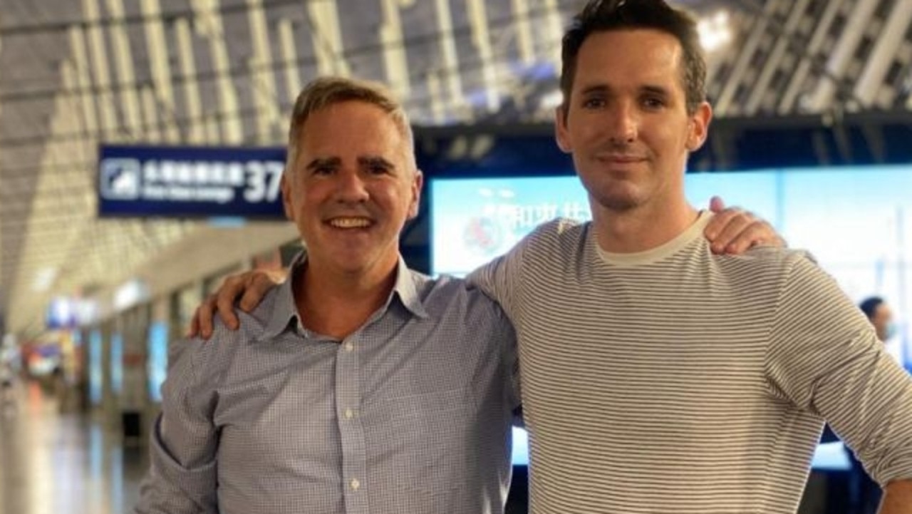 The Australian Financial Review's Michael Smith (left) and the ABC's Bill Birtles flew out of Shanghai on Monday night. Picture: ABC