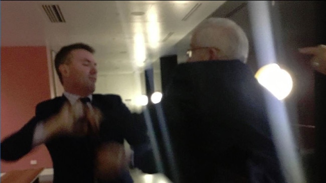 A scuffle between Mr Burston and Mr Ashby was captured on CCTV.