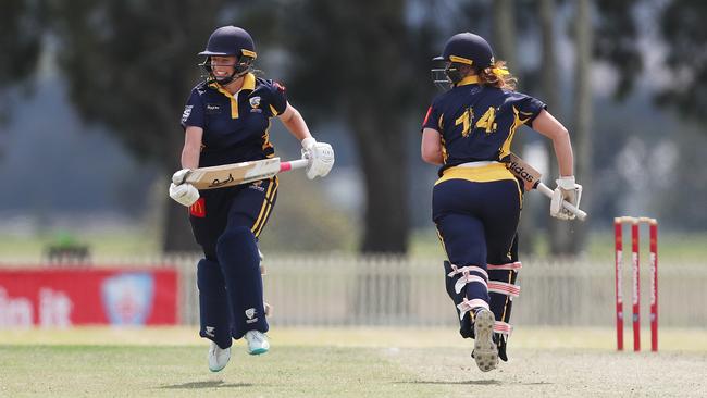 Emily Humphreys and Molly Kidd on the burst. Picture: Sue Graham