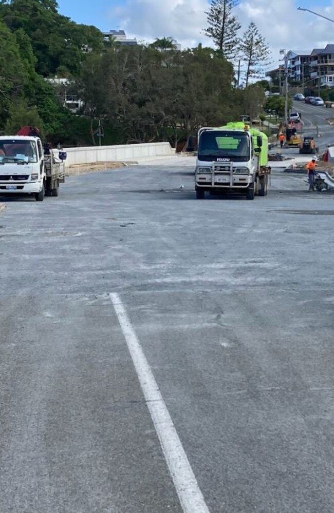 Construction of a new bridge over tiny Flat Rock Creek at Currumbin, now reopened. Picture: Greg Stolz