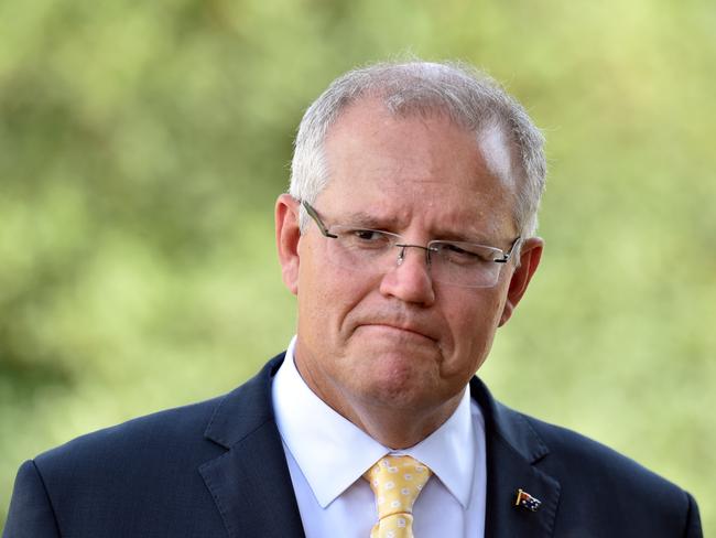 Prime Minister Scott Morrison at a press conference after attending an Australia Day Citizenship Ceremony and Flag Raising event in Canberra, Saturday, January 26, 2019. (AAP Image/Mick Tsikas) NO ARCHIVING