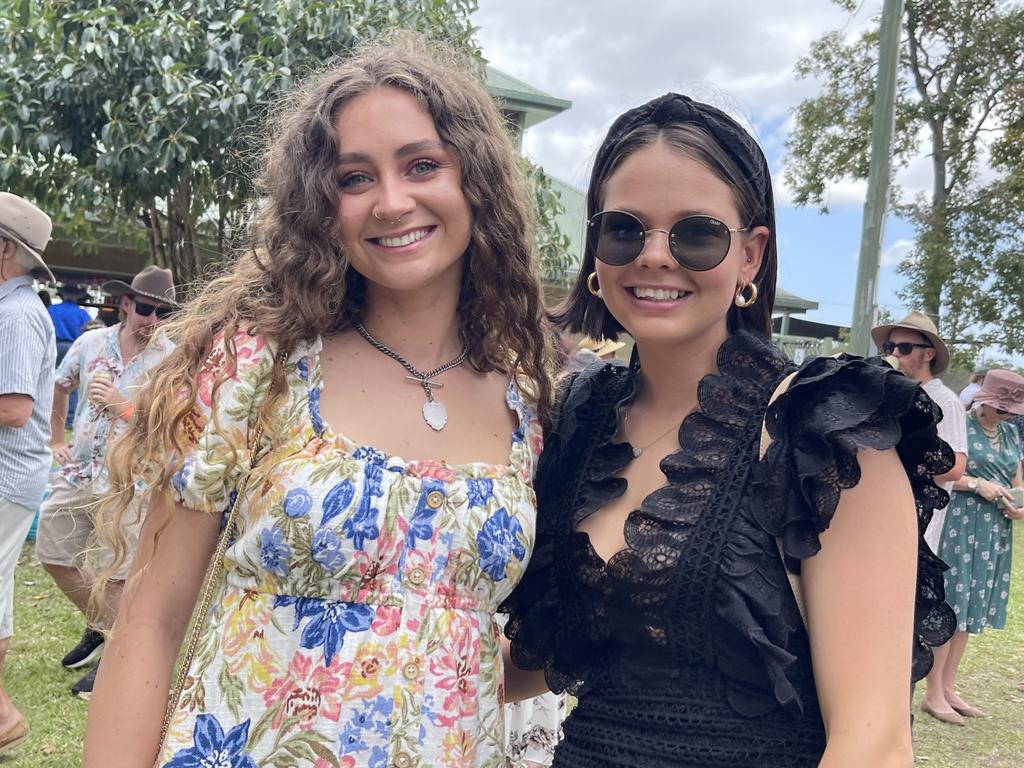 Chelsea Rhodes and Maddie Barnes enjoying their day out at the races.