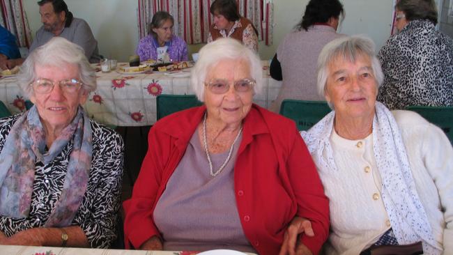 Aged Care clients Marion Powell, Elaine Hunter and Joyce Fowler. Picture: Erica Murree