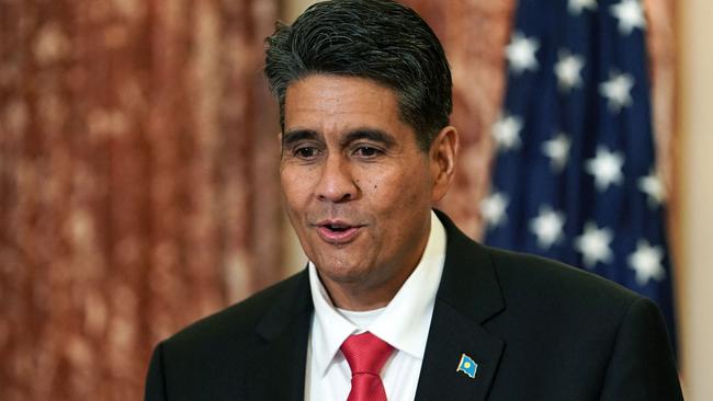 Palau Surangel Whipps Jr has overseen the swift expansion of US military interests across the Palauan archipelago. Picture: Sarah Silbiger / POOL / AFP