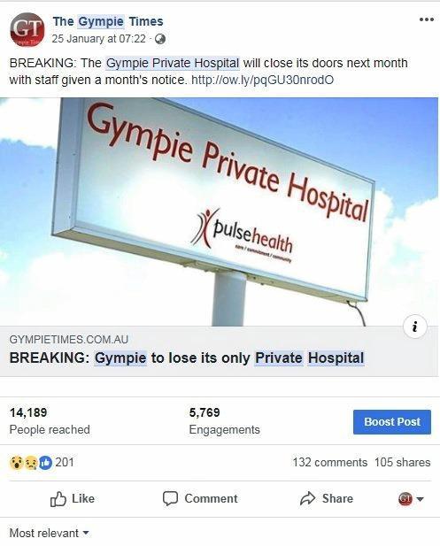 OUTCRY: The Gympie community are not pleased with the news that the Gympie Private Hospital will close its doors next month. Picture: Gympie Times