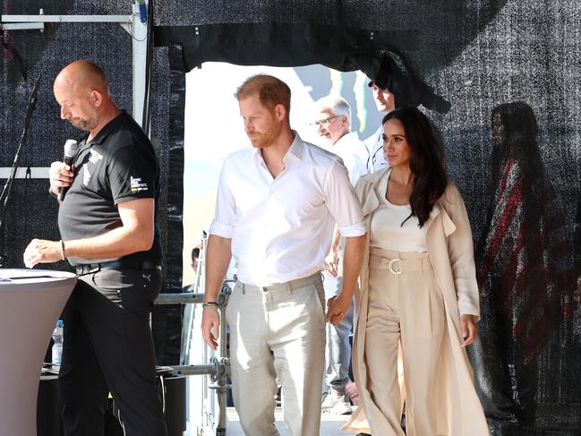 Prince Harry and Meghan Markle in Germany before leaving for a ‘romantic escape’ in Portugal. Picture: Getty Images