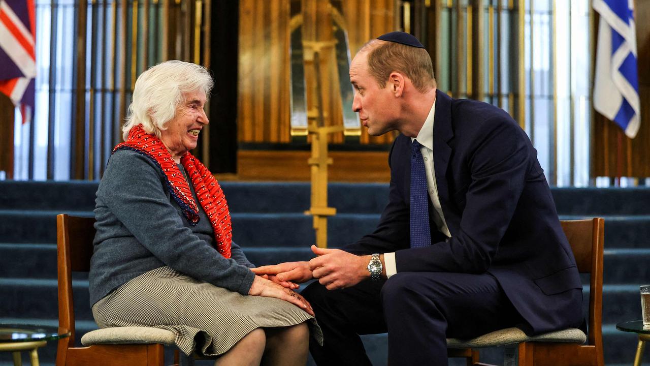 The Prince with 94-year-old Renee Salt, a Holocaust survivor, during a visit to the Western Marble Arch Synagogue. (Photo by Toby Melville / POOL / AFP)