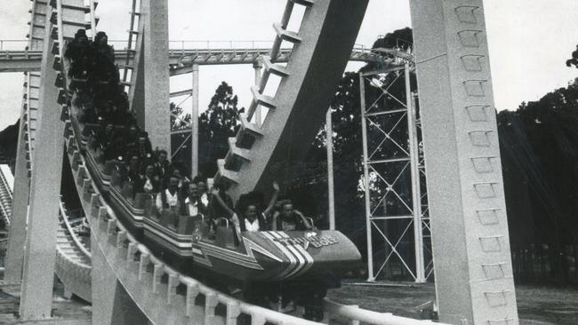 opening of the Thunderbolt Roller Coaster at Dreamworld 1982