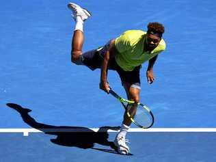 Jo-Wilfried Tsonga serves in his second-round win over Denis Shapovalov. Picture: LUKAS COCH