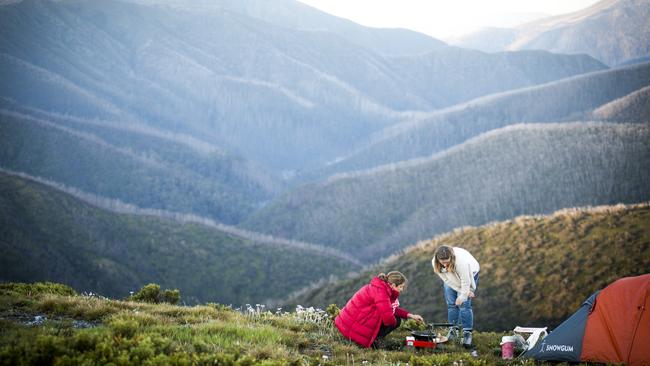 Enjoying the view at Mount Feathertop. Picture: Visit Victoria