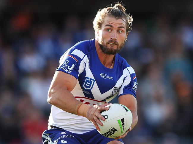 Bulldog's Kieran Foran in action during NRL match between the Wests Tigers and Canterbury-Bankstown Bulldogs at Campbelltown Stadium. Picture. Phil Hillyard