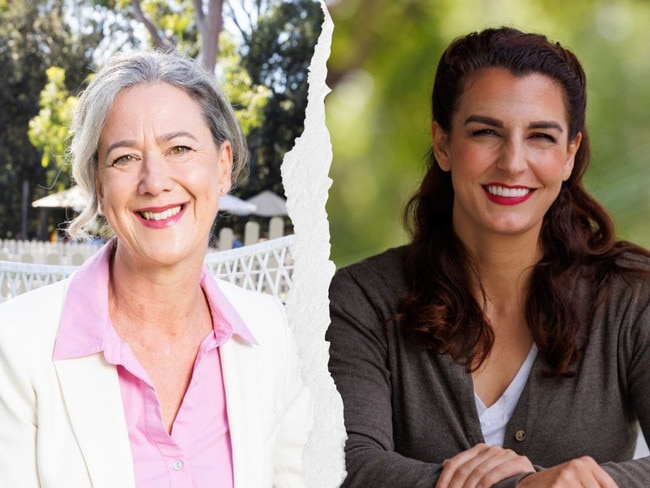Nicolette Boele and Gisele Kapterian (right) are in a tight battle for the seat of Bradfield.