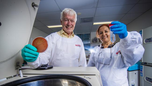 Professor Michael Good and Associate Professor Manisha Pandey are on the cusp of finding a vaccine for Strep A at Griffith Uni Gold Coast campus. Picture: Nigel Hallett