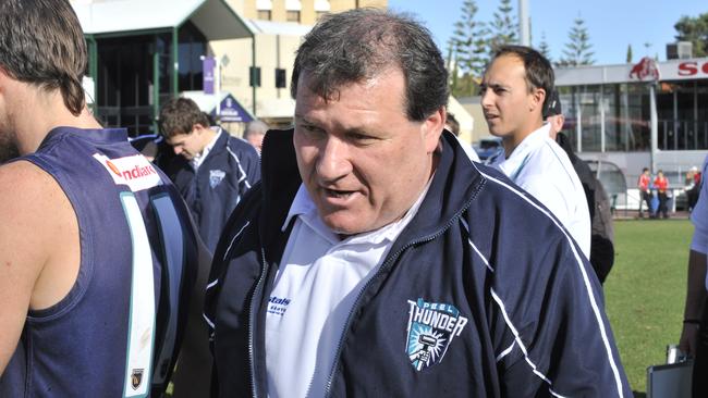 Mark Moody as WAFL side Peel Thunder’s coach in 2012. Picture: Kerris Berrington