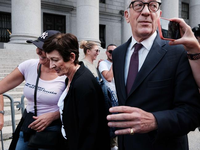 Kevin Maxwell and Isabell Maxwell, brother and sister of convicted British socialite Ghislaine Maxwell, outside of court in New York. Picture: Getty Images/AFP