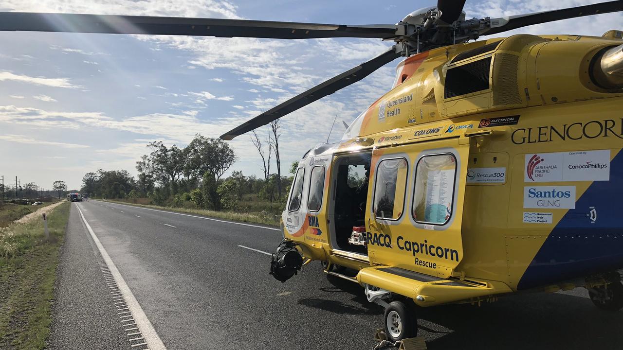 RACQ Capricorn Rescue at the scene of a single-vehicle crash west of Dingo.